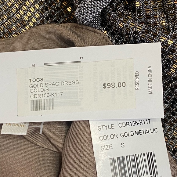 NWT Cosmopolitan X Dress the Population XOXO Gold Metallic Mini Dress Sz S - Picture 12 of 16